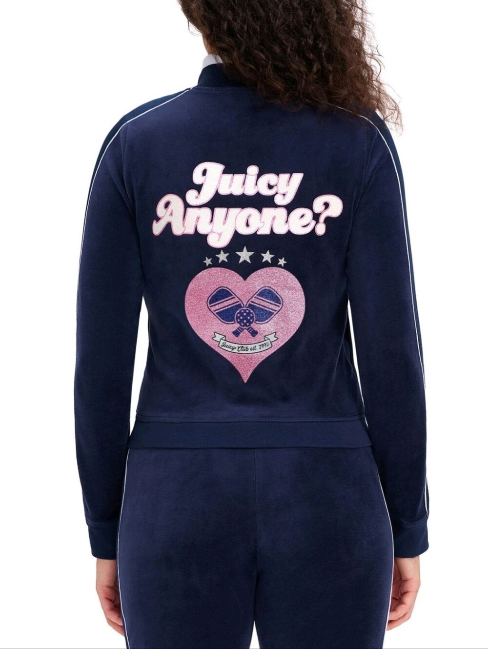 Juicy Couture Womens XXL Navy / Regal Blue Cotton Velour Pickleball Jacket
